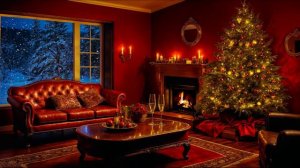 Зимняя идиллия: Камин, елка🎄 и новогодний снег ❄️ | Расслабляющая музыка🎶✨