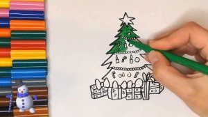 Как нарисовать НОВОГОДНЮЮ ЕЛКУ С ПОДАРКАМИ / Рисуем ёлочку на НОВЫЙ ГОД 2022 / Draw a Christmas tre