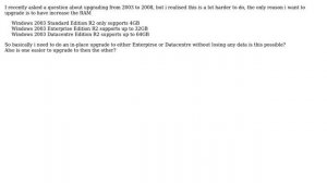 in-place upgrade Windows Server Standard Edition 2003 to Windows Server Enterprise/Datacentre...