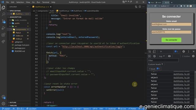 JavaScript358-React.js-La récupération de l'userId et du token d'authentification avec fetch et the смотреть онлайн