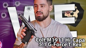Страйкбольный пистолет WE Colt M1911 Hi-Capa 5.1 G-Force T-Rex (6 мм, GBB, Gas, Silver) видео обзор