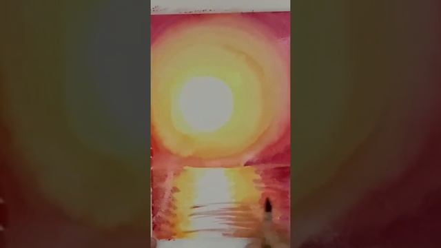 Рисуем закат, пейзаж акварелью. Как нарисовать закат поэтапно. Урок рисования для детей.