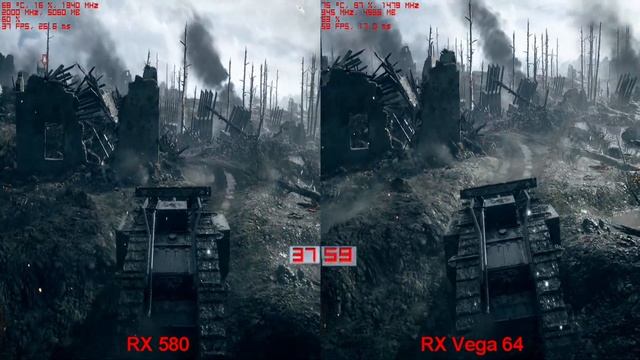 Radeon RX Vega 64 VS RX 580 8Gb Battlefield 1 (4K Ультра) смотреть онлайн