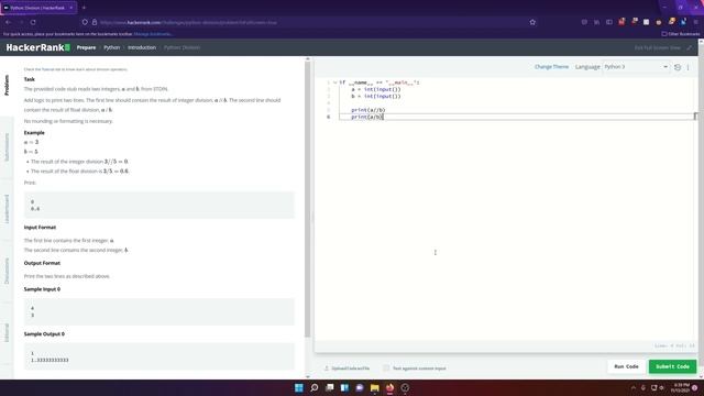 HackerRank (Python): Division