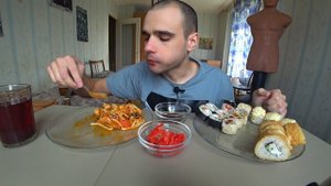 МУКБАНГ ЛАПША WOK - КУРИЦА В СОУСЕ ТОМ ЯМ С УДОНОМ / РОЛЛЫ ЗАПЕЧЕННЫЕ/ EATING Mukbang / АСМР #829