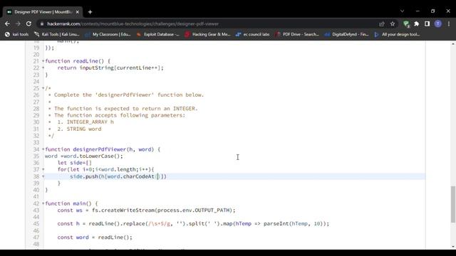 Hackerrank - Solved Design PDF viewer using Javascript