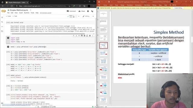 Simplex Method | Teknik Optimalisasi | Google Colab