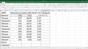 Таблица Excel 2016 расчет ячейки "к Выдаче"