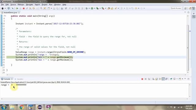 How to use range method of Instant class? | Java 8 Date and Time