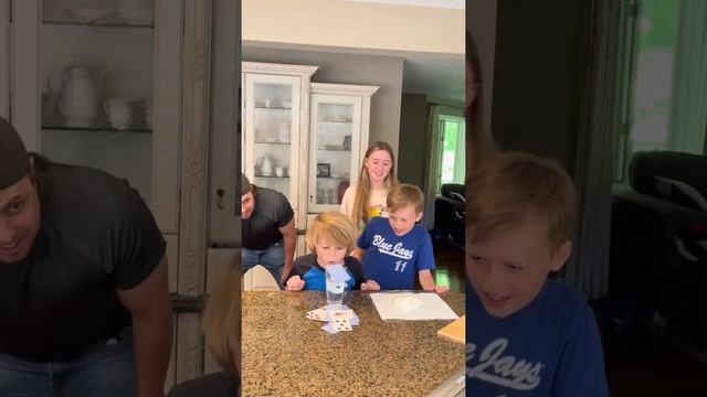 Card Blowing Challenge, pie in face #family #challenge #game #kids