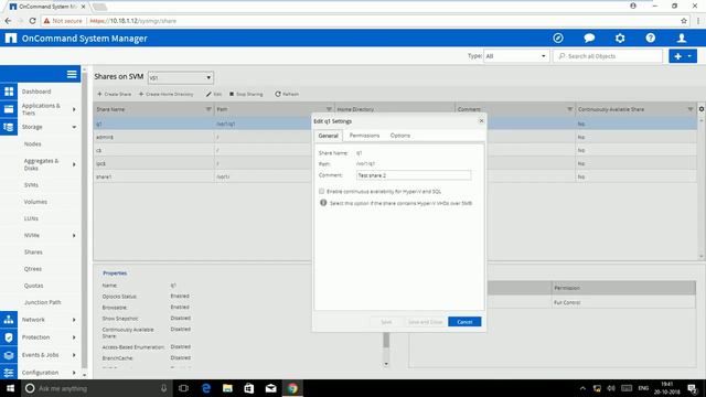 Create CIFS Share & Modify Permissions NetApp Cmode 9.4 смотреть онлайн