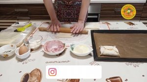 Слоеные конвертики (слойки) с ветчиной и моцареллой. Лукошко Рецептов