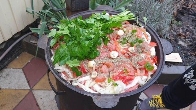 Рождественская Хашлома#хашлома#баранина#мангал#казан#зож#пп#вкуснатеево#баранинаспивом#