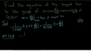 Equation of Tangent Line to Graph of arctan(xy) = arcsin(x + y) at (0,0)