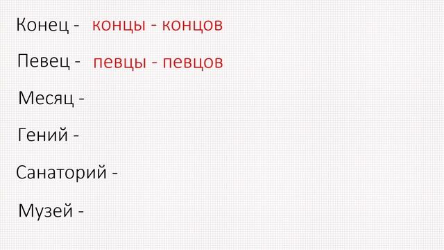 Родительный падеж. Множественное число. Существительные мужского рода. Упражнения.