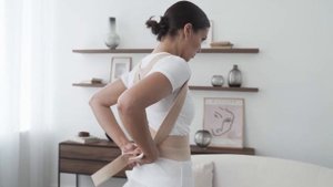 Корректор осанки Эласма С-820 бежевый - корсет для спины эластичный медицинский регулируемый