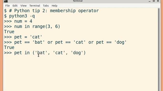 Python tip 2: membership operator