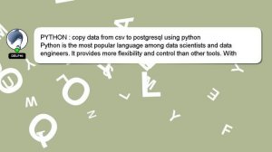 PYTHON : copy data from csv to postgresql using python