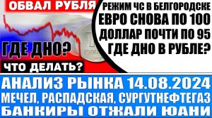 Анализ рынка 14.08 / Обвал рубля (евро по 100 доллар по 95) / Режим Чс в Белгородске / Банки отжали