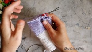 Детские варежки из пуха норки)))) 2 - 3 года Базовая модель варежек спицами))))