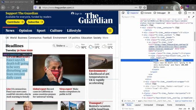 Python Webscraping: Retrieving News Headlines