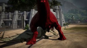 TRex and Indominus Rex, Triceratops  in Monster Hunter Jurassic World Evolution Dinosaurs Fighting