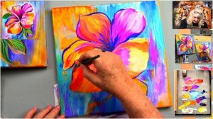 Learn to Paint a Rainbow Hibiscus Flower with Acrylic Paints Step by Step for Beginners