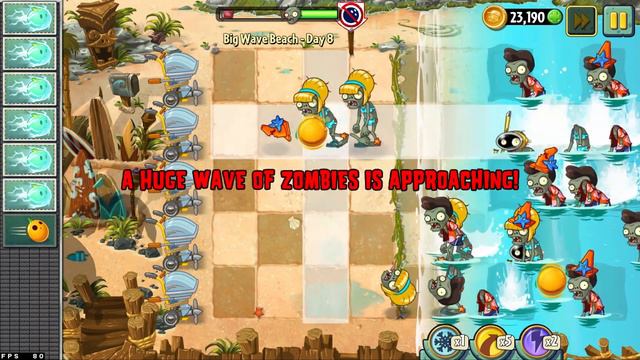 PvZ 2 - Version 3.0.1 - Big Wave Beach before Modern Day update part 1