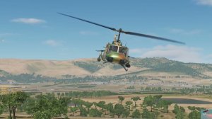 UH-1h "Huey" в режиме "Рэмбо" работает по аэродрому. К.В.А.С. в DCS World.
