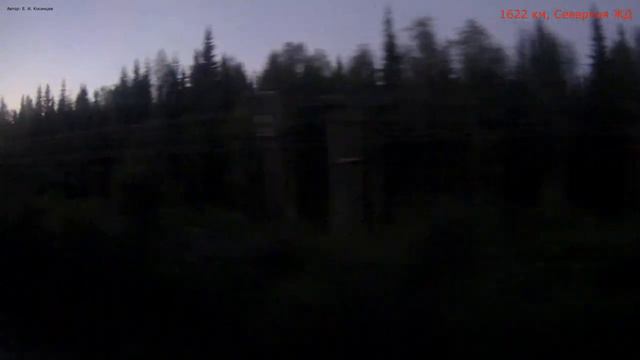 Железная дорога Сосногорск - Малая Пера - Ираель (вид из окна поезда, южная сторона, ночь) (СЖД)