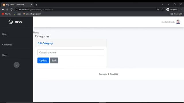 PHP Blog Project Tutorial 08 | Edit, Update Category