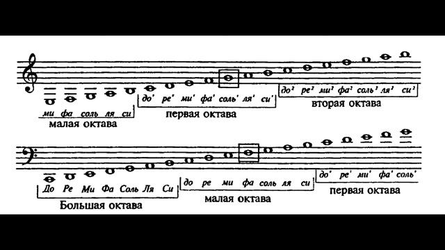 Сольфеджио. Урок1. Нотный стан. Скрипичный ключ. Басовый ключ. Октавы.