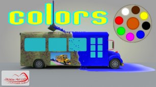 Узнайте цвета для детей детей младшего возраста с школьный автобус - английский язык