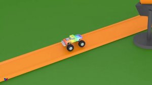 Monster trucks for children kids. Construction game: building a monster truck. Monster truck show.