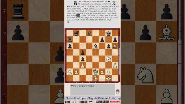 Robert James Fischer vs Paul Keres, Candidates Tournament, Curasao 1962