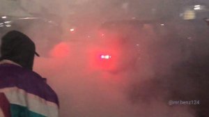 ЖЕСТЬ ДЫМА!!! Burnout Mercedes w124, вечер бернаутов