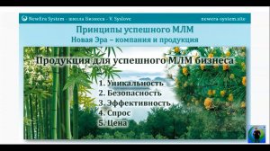 Принципы успешного МЛМ бизнеса - продукция и компания | Система обучения Новая Эра