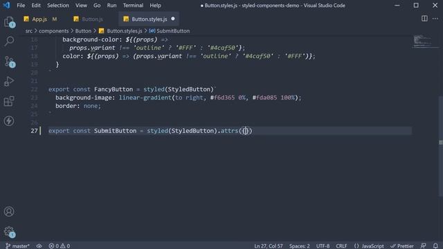 React Styled Components - 7 - Passed Props and Adding Attributes