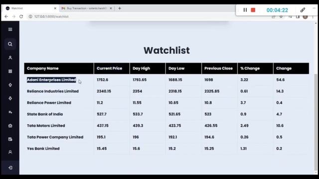 Stock Market Algorithmic Trading Web Application with Python and Django
