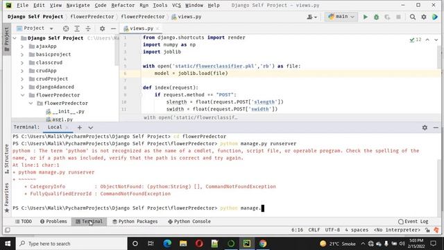 Django Machine Learning  Flower Prediction app Using  Random Forest Classifier
