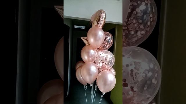 Шары в Самаре с гелием, доставка и самовывоз Фонтан из шаров 14 шт розовое золото смотреть онлайн