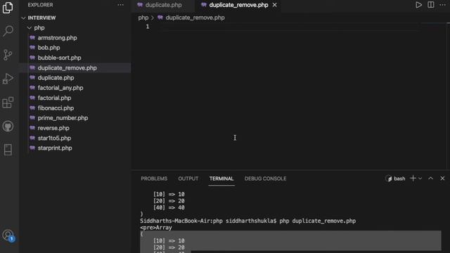How to remove duplicate values from an array in PHP without using function