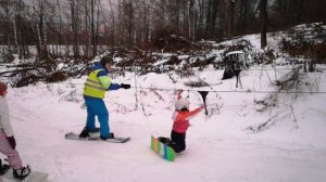 Как научить ребёнка (6 лет) кататься на сноуборде за одно занятие. Snowboard kids