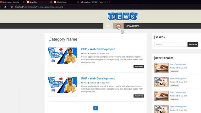 054. Live News Project ➤ 16 Show Category Wise Posts ⚡ PHP Bangla Tutorial ⚡ Nirob Hasan