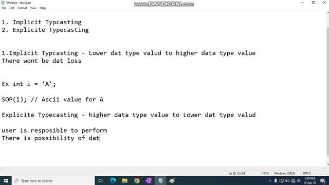 Type Casting in Java with Example |  Java  type casting