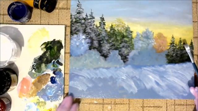 Художники от слова ХОРОШО! Зимний лес. Акрил (гуашь, масло). смотреть онлайн