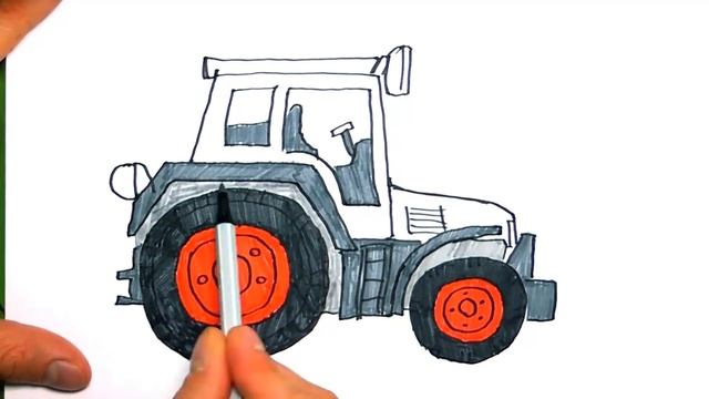 Рисуем и раскрашиваем фермерский трактор \\ Рисование для мальчиков!