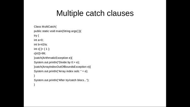 Exception handling in Java смотреть онлайн