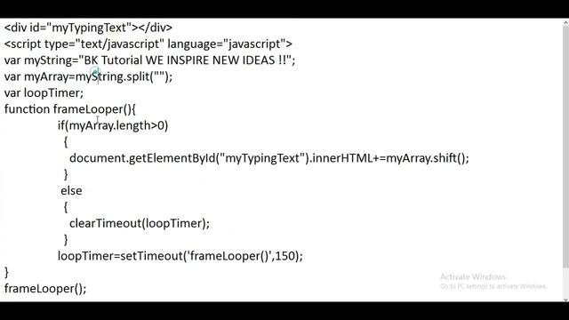 How to create a Typewriter / Typing Text effect in JavaScript By BK Tutorial