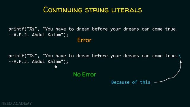 Basics of String Literals